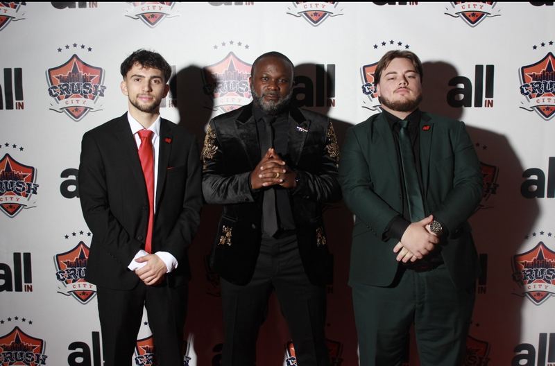 Three LY Marketing team members on the red carpet at an awards event