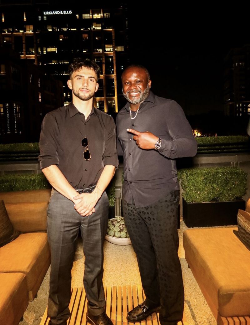 Two LY Marketing members at an evening networking event
